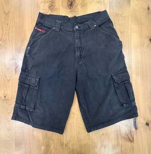 Urgent Gear UG Original Vintage Black Denim Cargo Shorts Sz 34